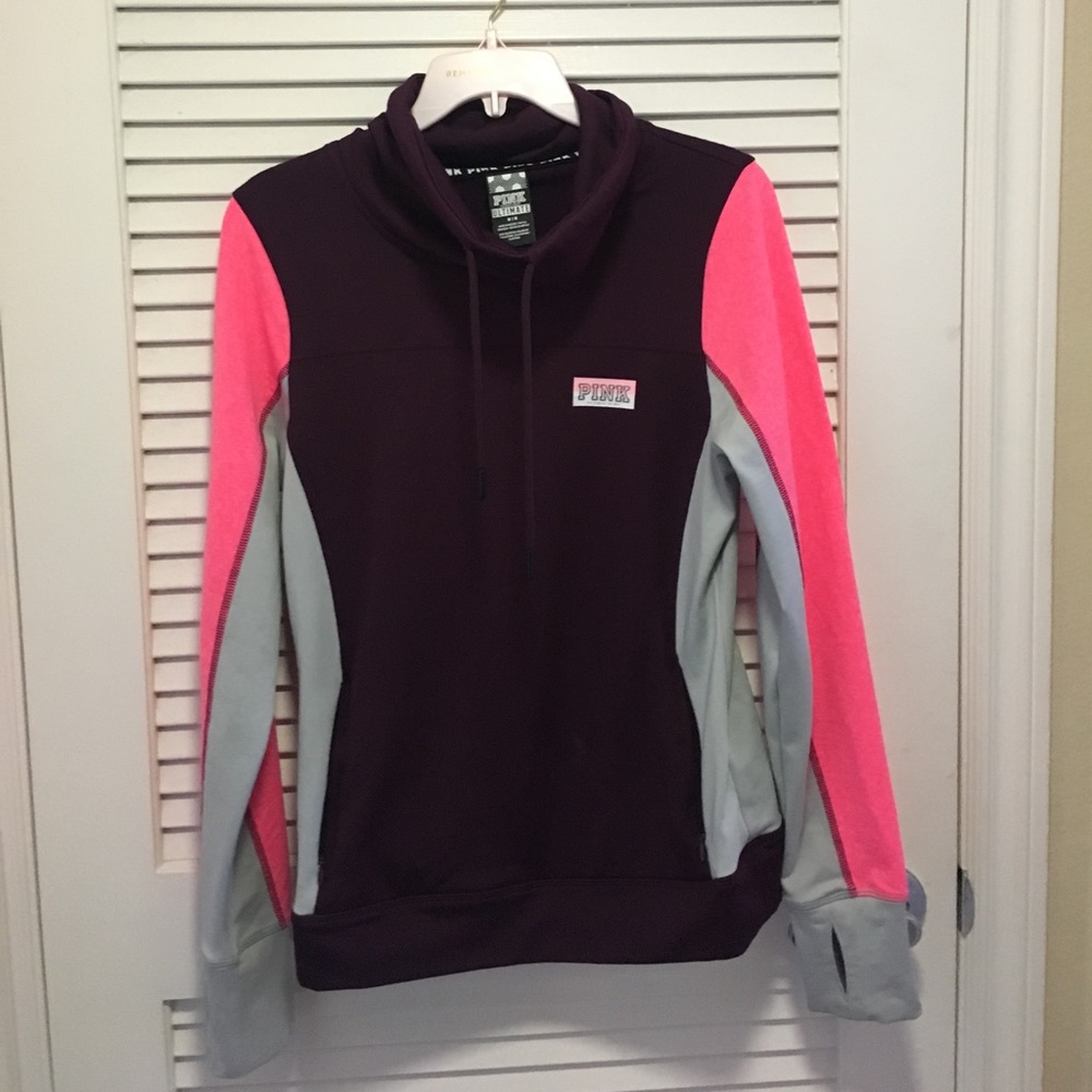 PINK cowl neck hoodie sweater (active style)