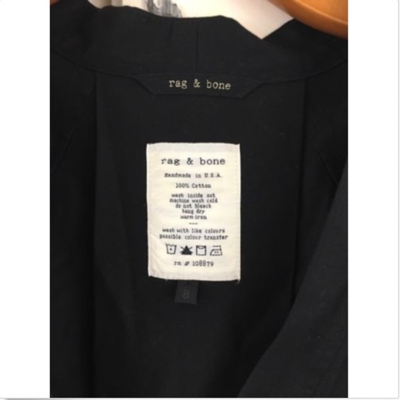Rag & Bone Black One Button Cotton Career Blazer 8 - Picture 3 of 5