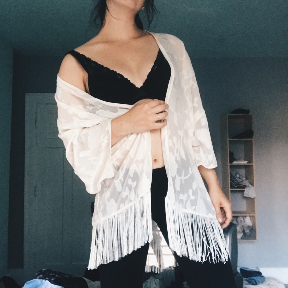 Sheer floral cardigan