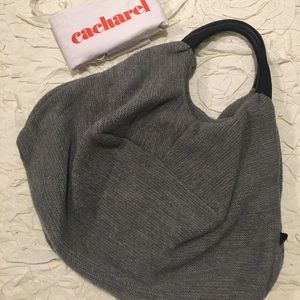 Wool oversized bag with Calf Skin trimming