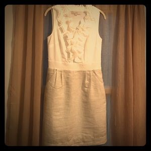 Size 6 white and silver LOFT dress