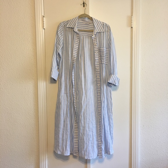 Harshman Striped Long Button Up Shirt - Picture 1 of 4