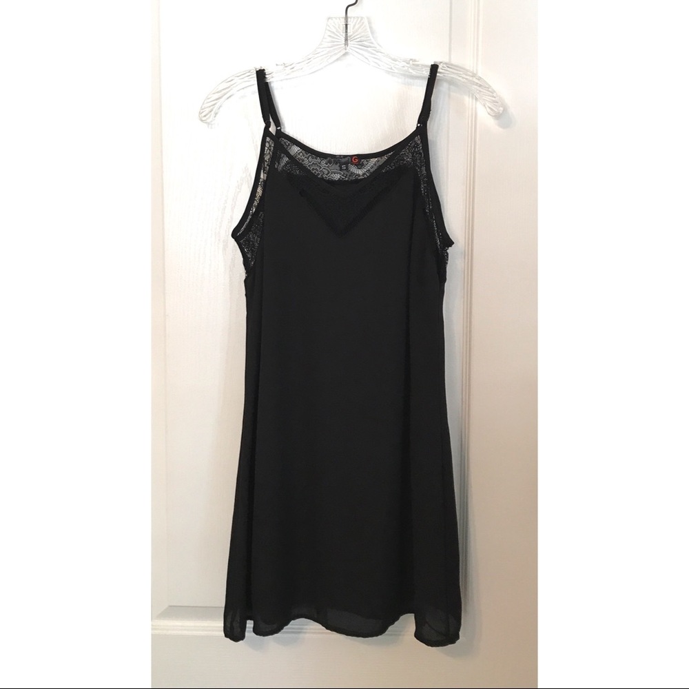 ❁∙Black Lace-Top Shift Dress∙❁