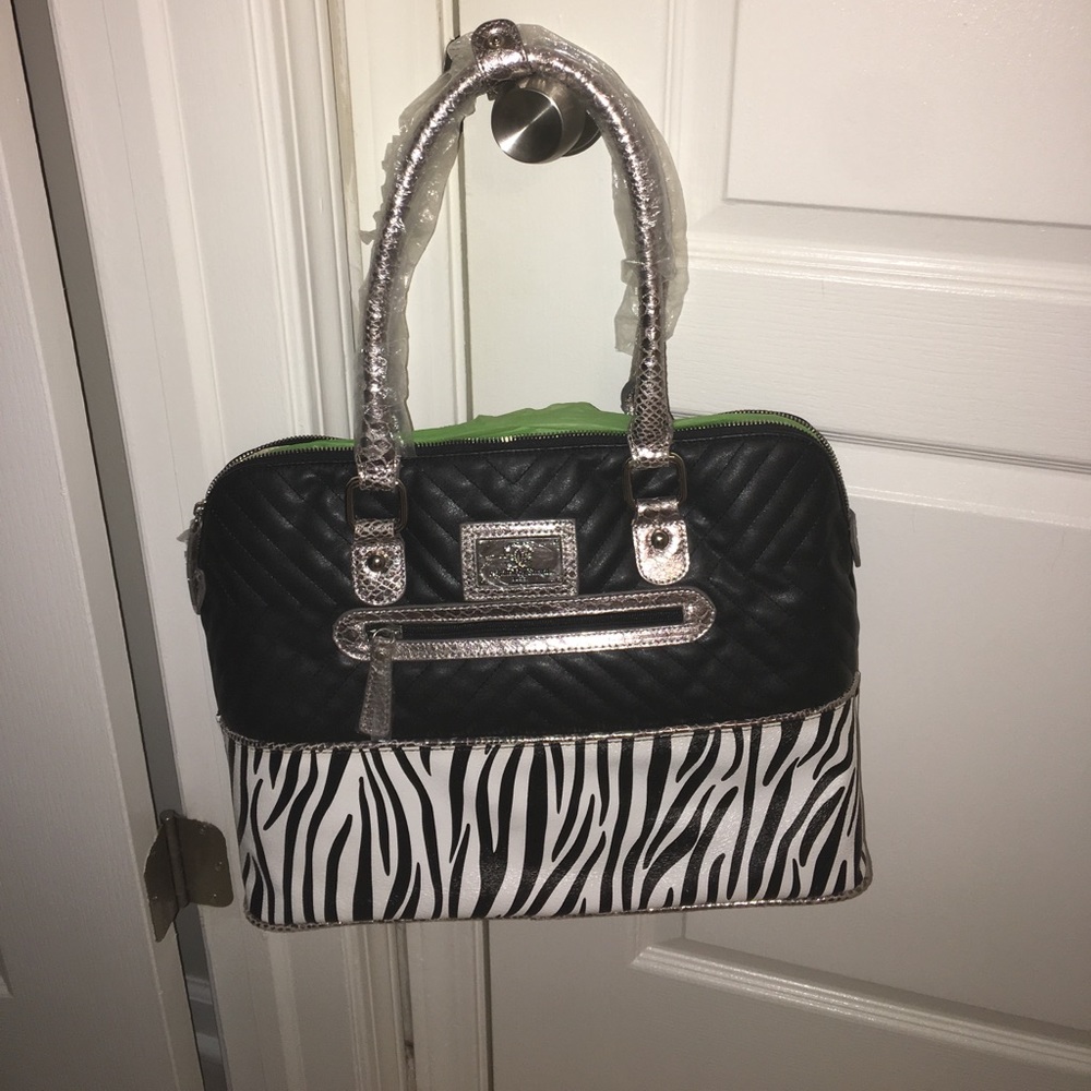 Sharif Black and Zebra Handbag