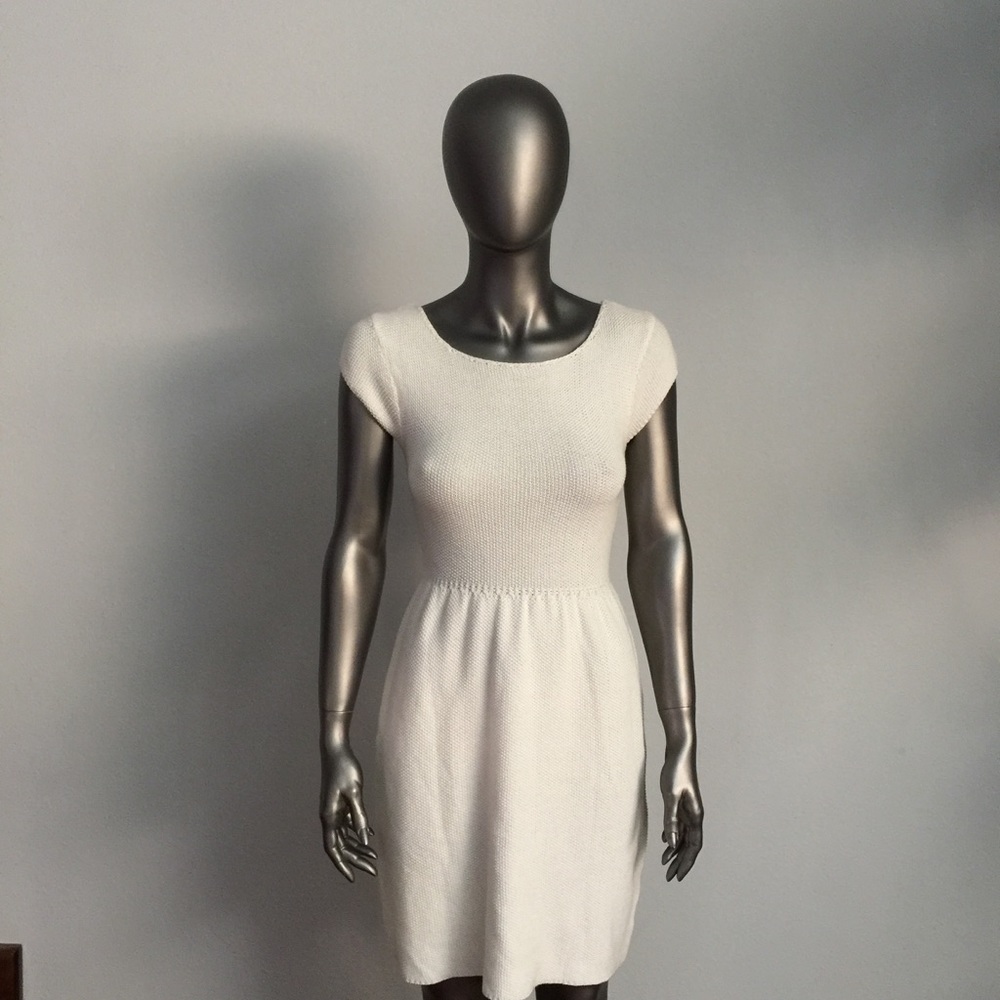 TART Stretch Knit Cap Sleeve Dress White XS
