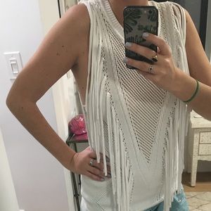 White fringe top.