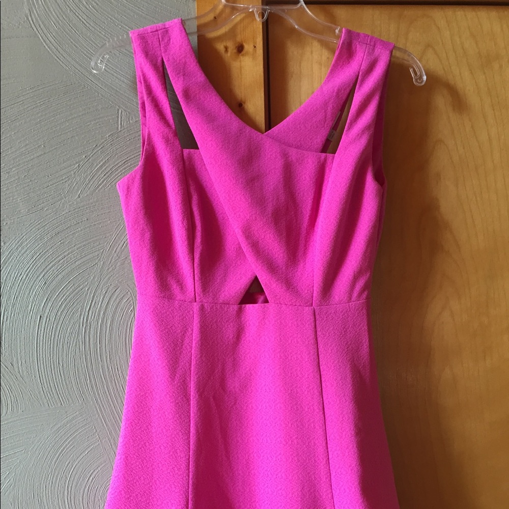Pink keyhole cutout cocktail dress