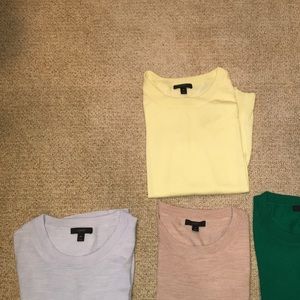 4 j crew sweaters all different colors.