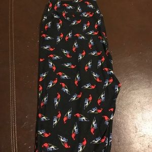 LuLaRoe cardinal and blue jay leggings OS
