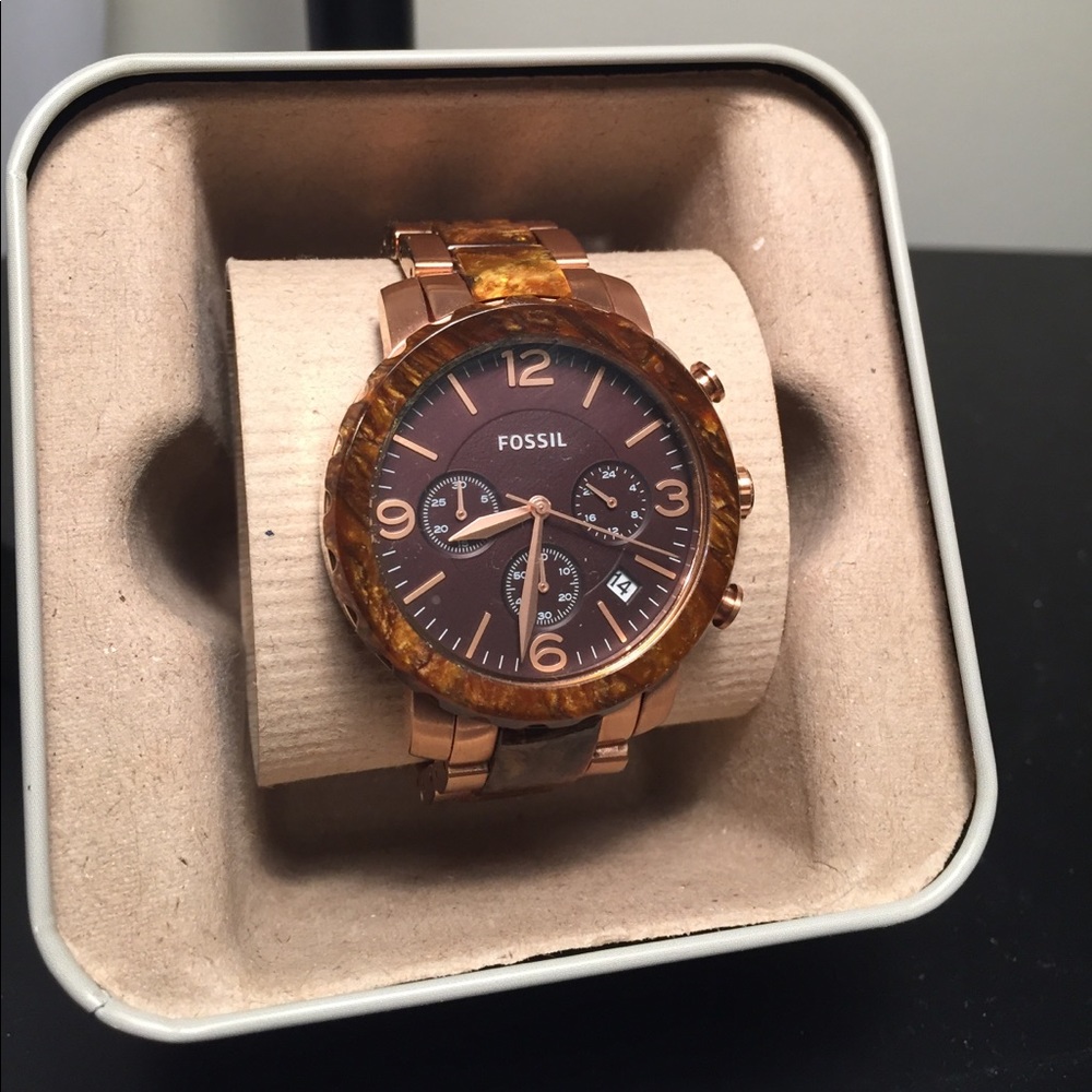 Fossil Rose Gold and Tortoise Natalie Watch