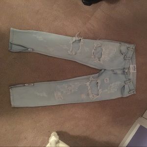 One Teaspoon Trashed Freebirds light wash jeans