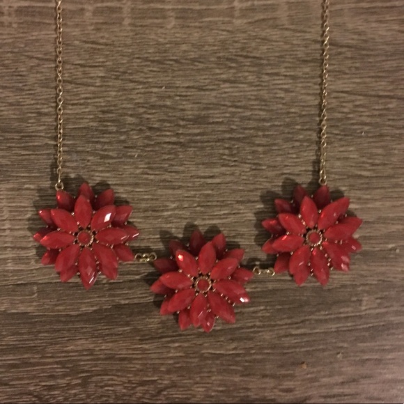 J. Crew Jewelry - Red Flower Statement Necklace