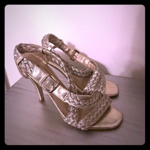 Gold braided heels