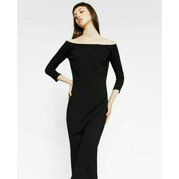Zara Midi Little Black shoulder dress black off shoulder XS S 4034 NWT - Picture 6 of 6