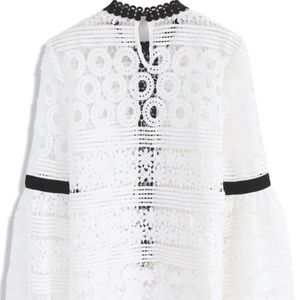 Amiable Blossoms Crochet Top with Bell Sleeves