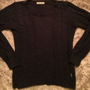 Pink Rose Navy Blue Cable Knit Sweater