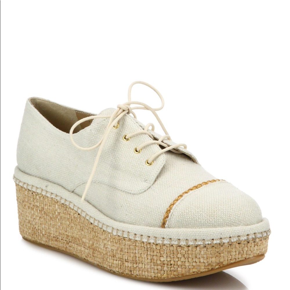 Stuart Weitzman mantra linen and rafia platform