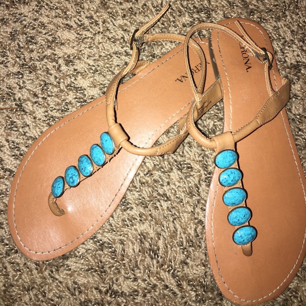 Merona sandals with teal jewels