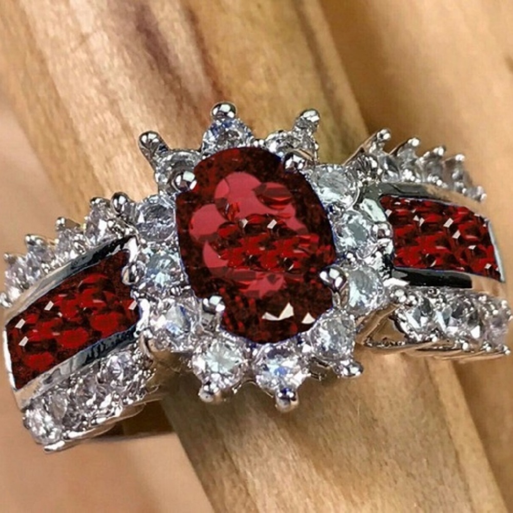 Ring Red & Clear stones Cubic Zironia