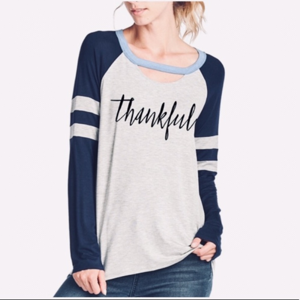 "Thankful" Long Sleeve Raglan Top