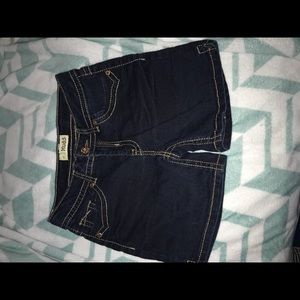 MUDD girls dark wash mid length shorts