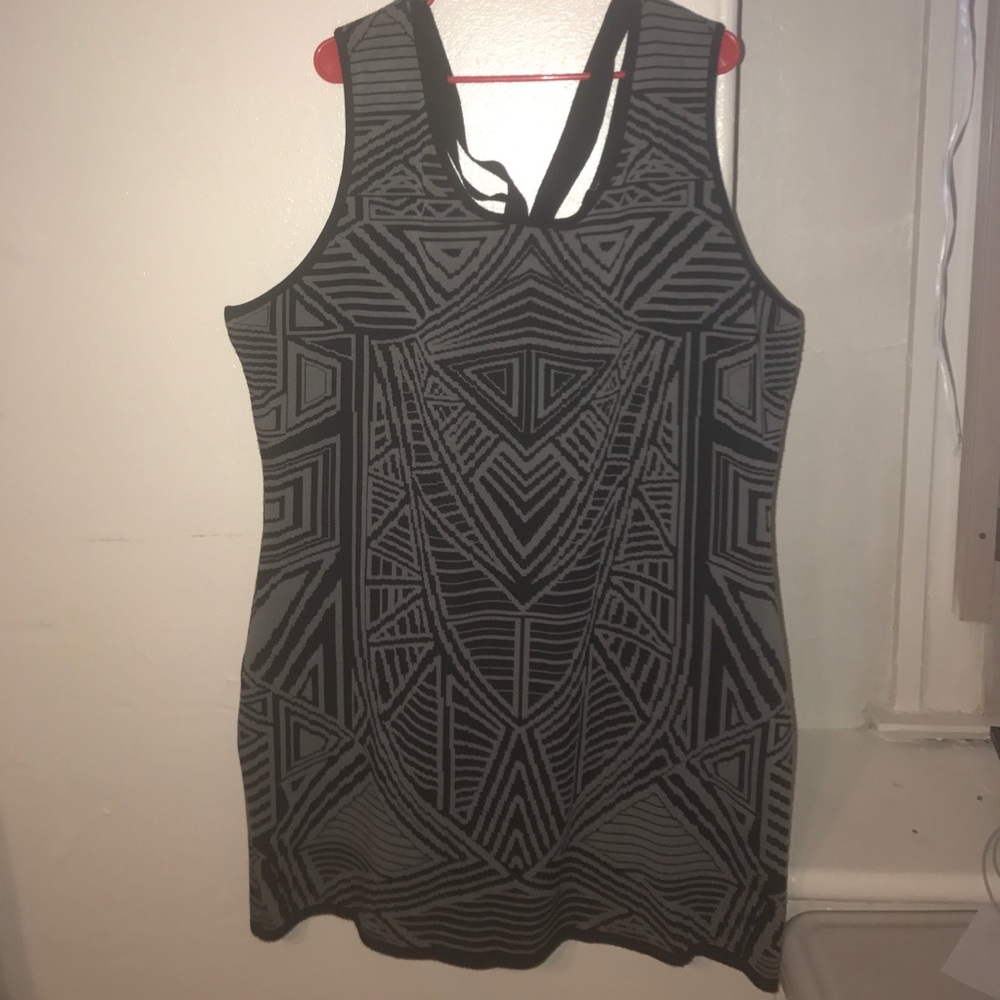 Black and gray short sweater dress