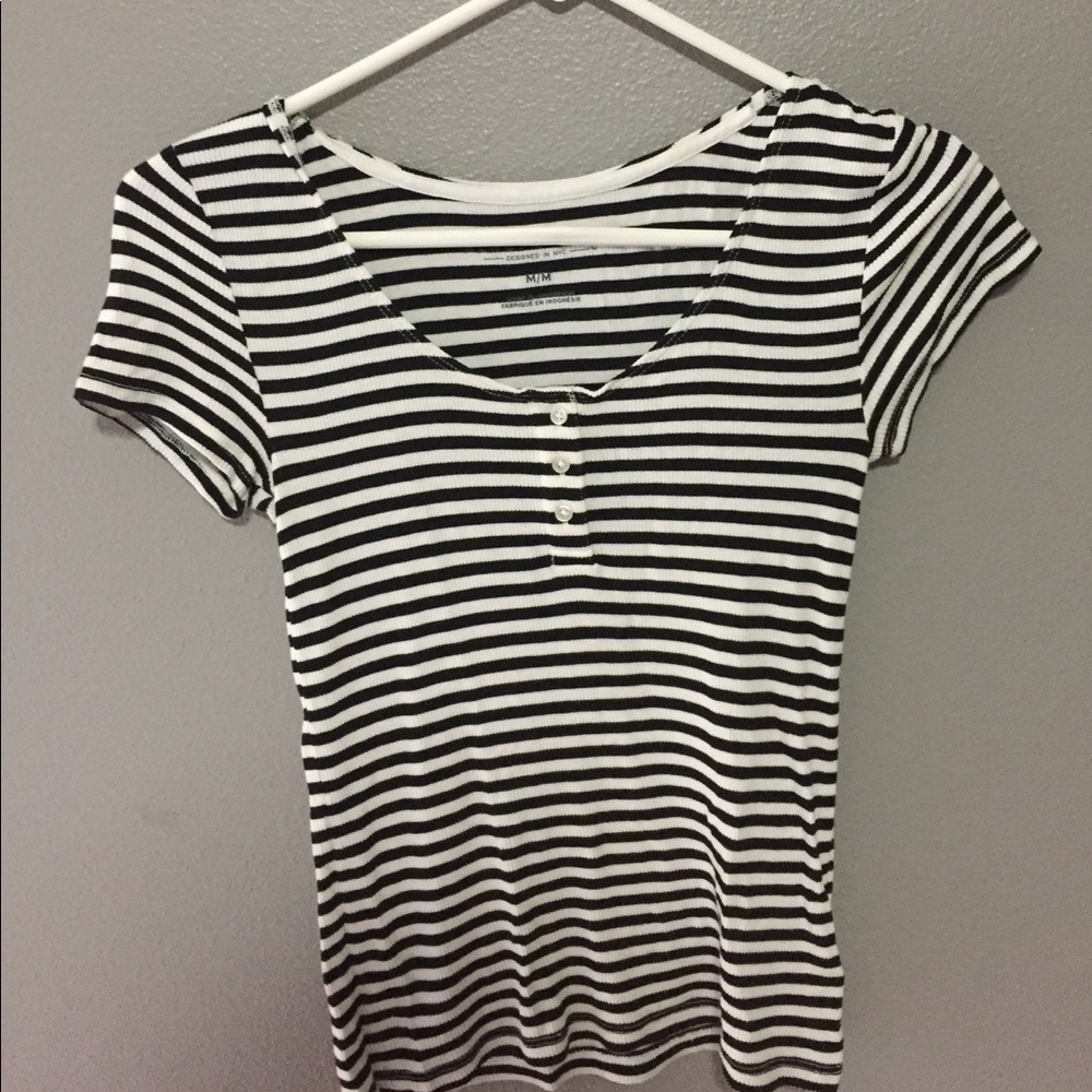 ribbed, striped, low cut-ish t shirt.