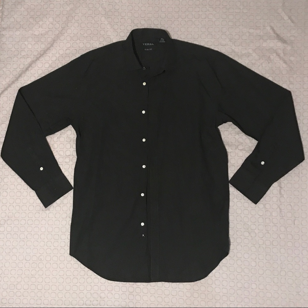 All black collar button-up