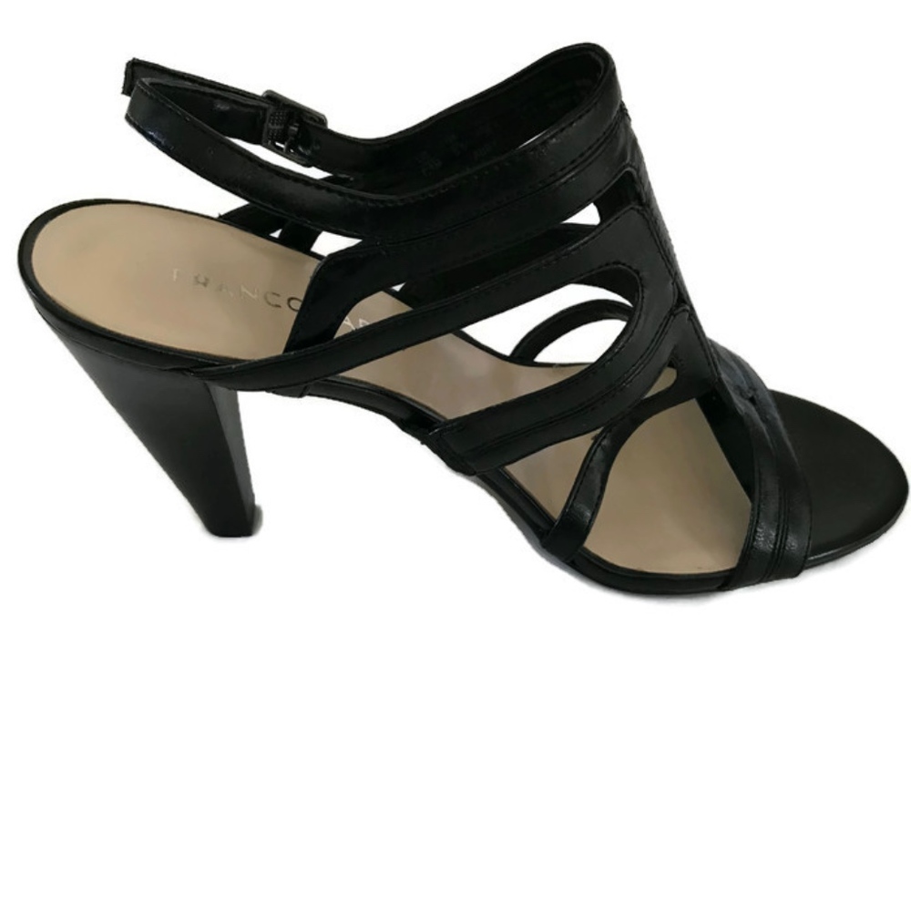 Black Vegan Leather Strappy High Heel Sandals