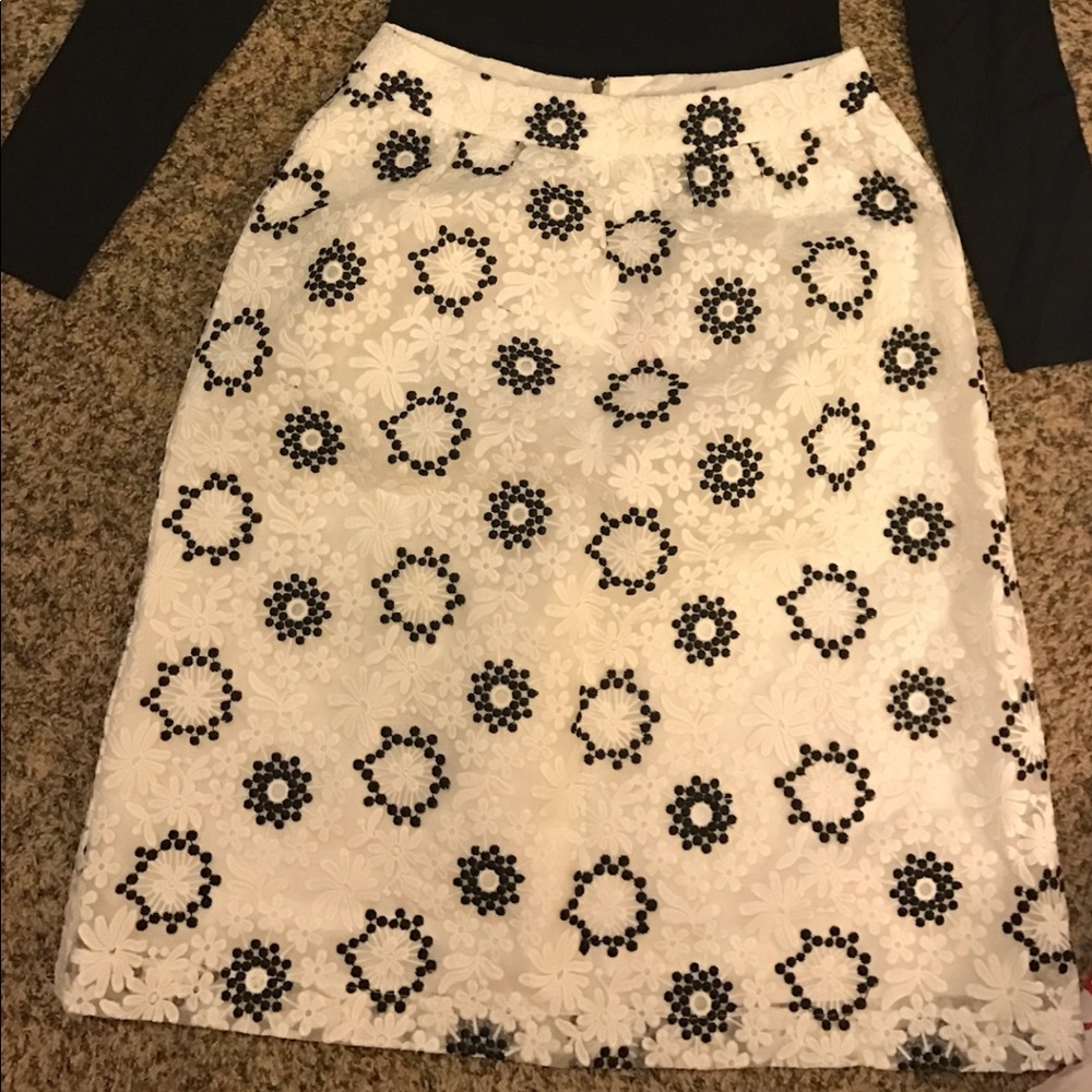 Black and white floral skirt