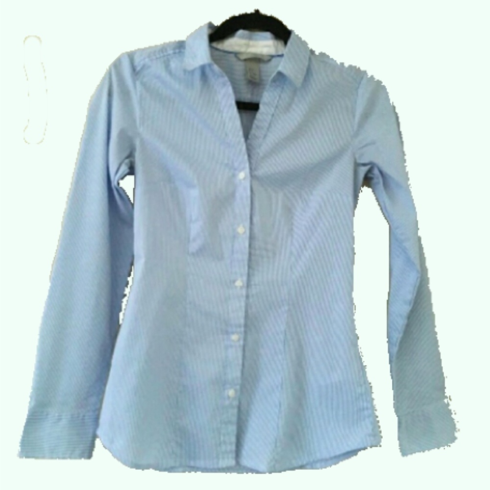 H&M Blue and White Pinstripe Button Down