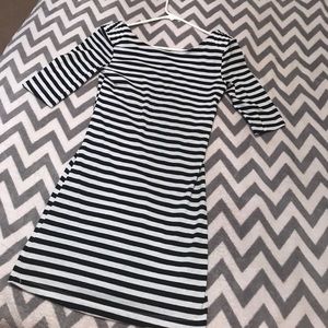 Black and white striped dress