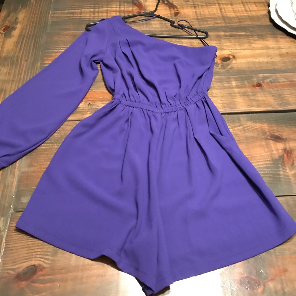 Purple, One-Shouldered Romper