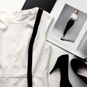 Calvin Klein White/Black Midi Dress