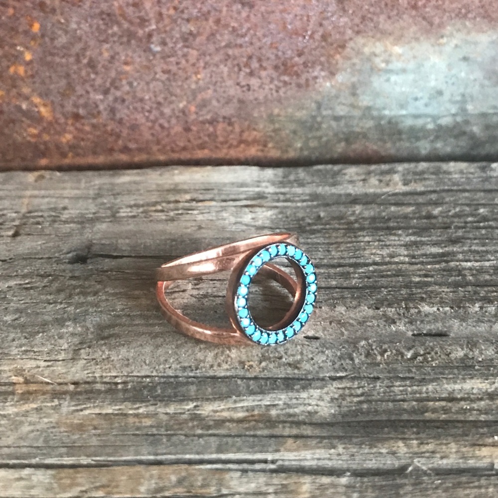 Turquoise and Rose Gold Ring/925