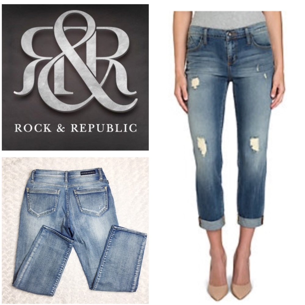 Rock & Republic Indee Slim Boyfriend Crop Jeans