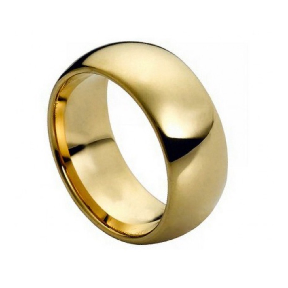 Yellow gold plated tungsten ring