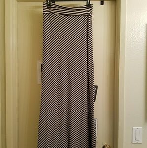 Black and Cream Striped Maxi Skirt