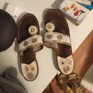 Gold and white jack roger sandles