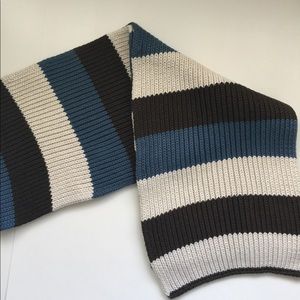Cotton Knit Striped Scarf