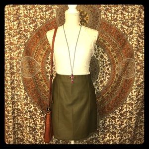 Olive green leather skirt