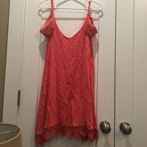 Coral "cold shoulder" style dress