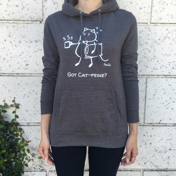 "Got Cat-feine" Women's PonCat hoodie (Charcoal) - Picture 2 of 6