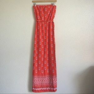 Old Navy Orange Strapless Maxi Dress Size Med.