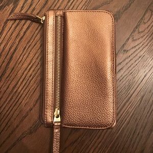 Bronze Metallic Fossil Wallet with TONS of Storage