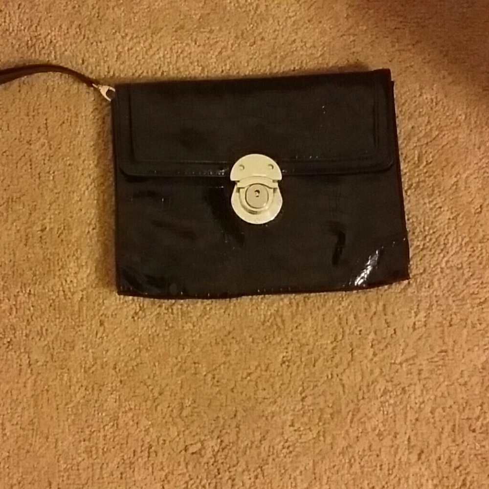 New York and Company Black Patent Leather Clutch