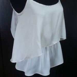 CREAM CARIBBEAN QUEEN SATIN TIERED OPEN-BACK TANK