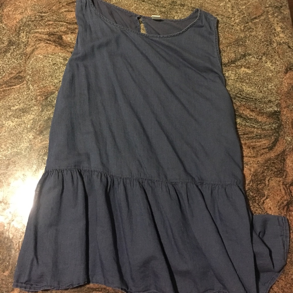 Chambray Peplum Sleeveless Blouse