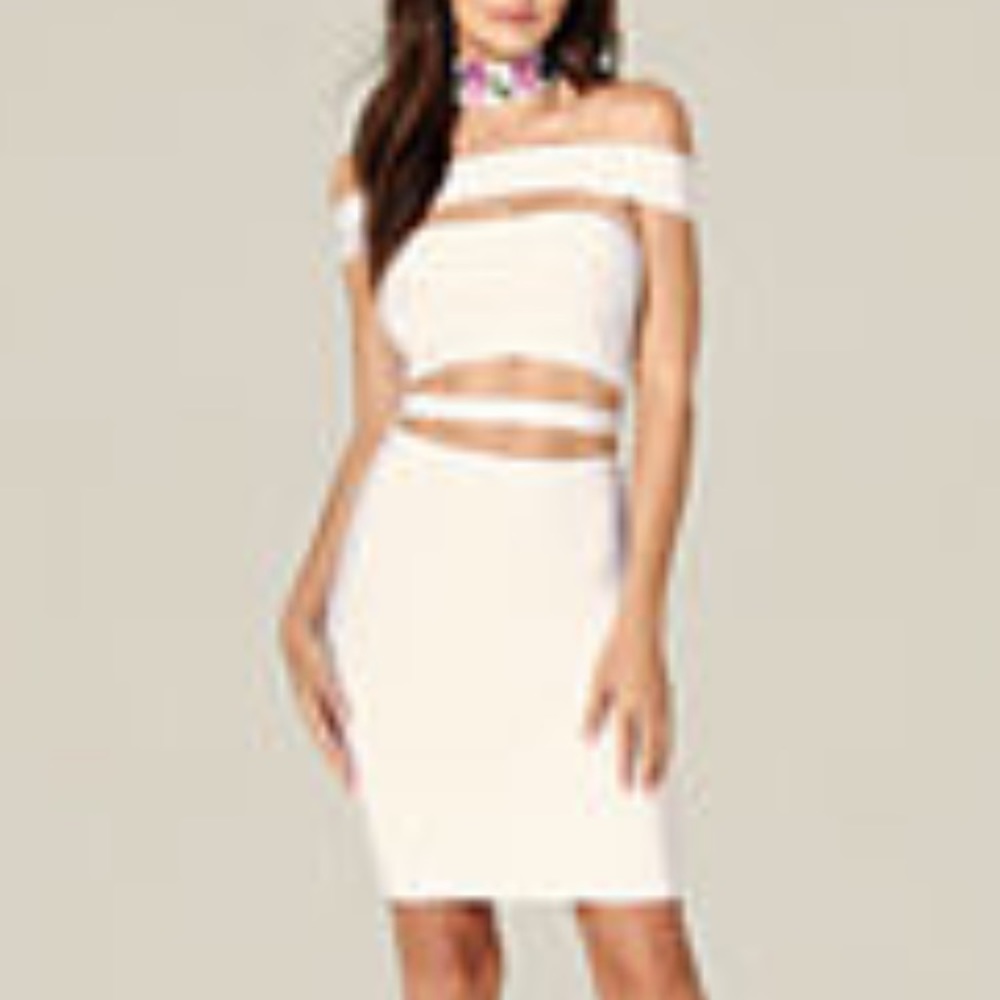 White Bebe off shoulder dress never worn