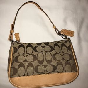 Coach tan and brown shoulder purse